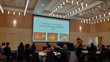 Professor Michael Kleeman starting his keynote presentation on "Air Quality Measurements During Los Angeles Wildfires in 2025"