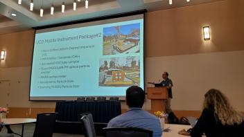 Professor Michael Kleeman showing some of the equipment used to measure air quality in Los Angeles after the 2025 wildfires.