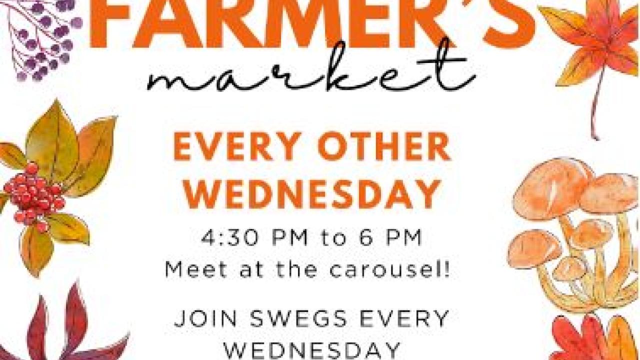 SWEGS' flyer for farmer's market meeting. Every other wednesday starting at november 1st