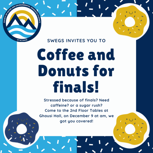 Coffee and Donuts Flyer. Event on December 10, 2024 at 9 am in the 2nd Floor tables at Ghausi Hall.